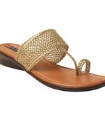 Women Synthetic Gold sandal