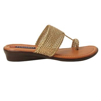 Women Synthetic Gold sandal 2