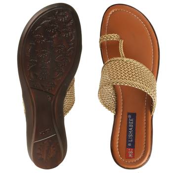 Women Synthetic Gold sandal 5