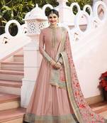 Light-onion-pink embroidered silk salwar