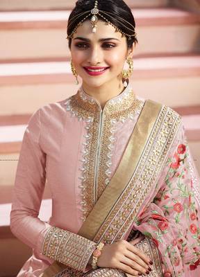 Light-onion-pink embroidered silk salwar 2