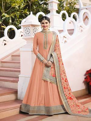 Peach embroidered silk salwar 1