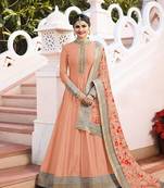Peach embroidered silk salwar
