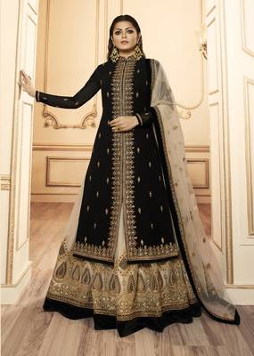 Black embroidered faux georgette salwar 1