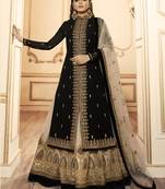 Black embroidered faux georgette salwar
