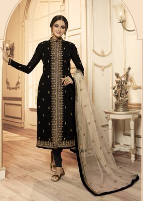 Black embroidered faux georgette salwar 2