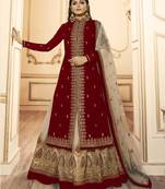 Red embroidered faux georgette salwar