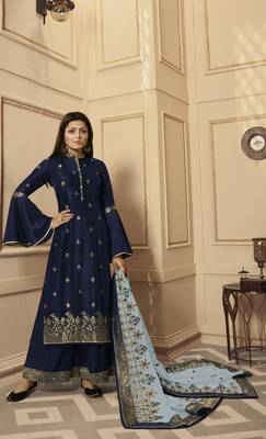Blue embroidered silk salwar 1