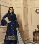 Blue embroidered silk salwar