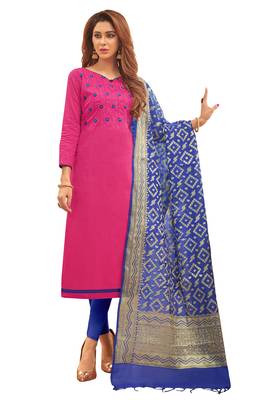 Pink Embroidered Cotton Salwar 1