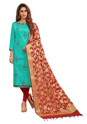 Sea-Green Embroidered Cotton Salwar 1