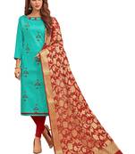 Sea-Green Embroidered Cotton Salwar