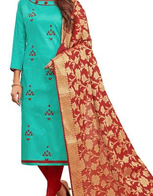 Sea-Green Embroidered Cotton Salwar 3