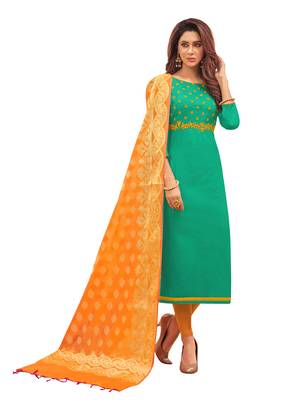 Green Embroidered Cotton Salwar 1