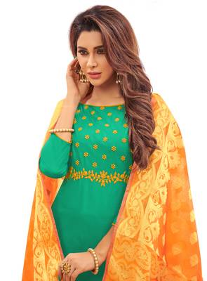 Green Embroidered Cotton Salwar 2