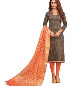 Grey Embroidered Cotton Salwar