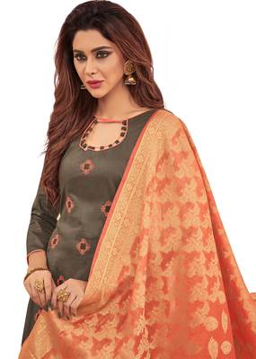 Grey Embroidered Cotton Salwar 2