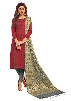 Maroon Embroidered Cotton Salwar 1