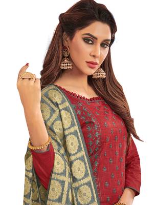 Maroon Embroidered Cotton Salwar 2