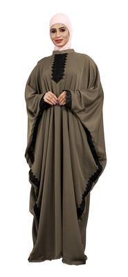 Justkartit Occasion Wear Stone Color Islamic Long Free Size Nida Abaya With Lace Work And Dupatta 3