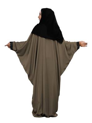 Justkartit Occasion Wear Stone Color Islamic Long Free Size Nida Abaya With Lace Work And Dupatta 4