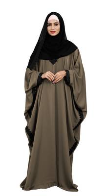 Justkartit Occasion Wear Stone Color Islamic Long Free Size Nida Abaya With Lace Work And Dupatta 5