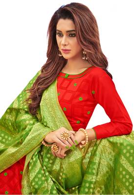 Red Embroidered Cotton Salwar 2