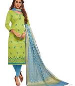 Green Embroidered Cotton Salwar