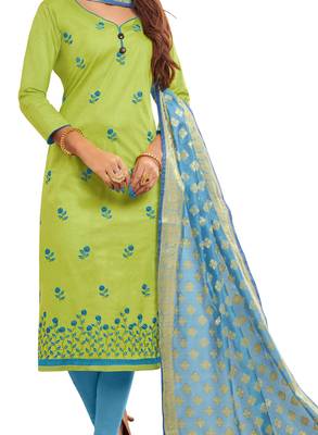 Green Embroidered Cotton Salwar 3