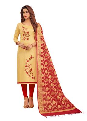 Beige Embroidered Cotton Salwar 1