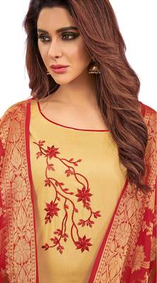 Beige Embroidered Cotton Salwar 3