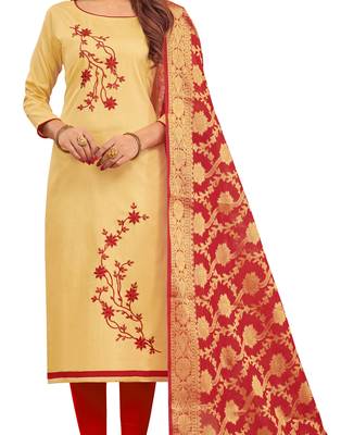 Beige Embroidered Cotton Salwar 4