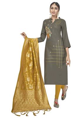 Grey Embroidered Cotton Salwar 1