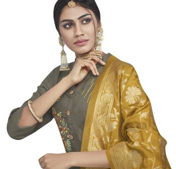 Grey Embroidered Cotton Salwar 2