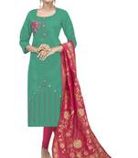 Green Embroidered Cotton Salwar