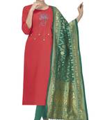 Red Embroidered Cotton Salwar