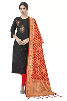 Black Embroidered Cotton Salwar