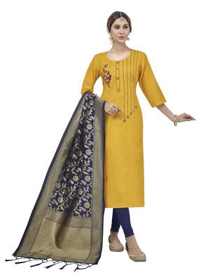 Yellow Embroidered Cotton Salwar 1