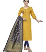 Yellow Embroidered Cotton Salwar