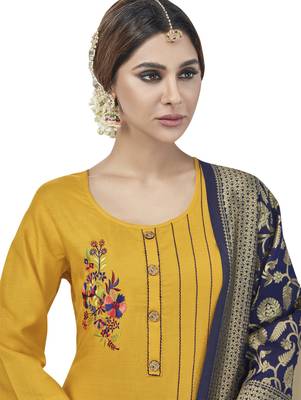 Yellow Embroidered Cotton Salwar 2
