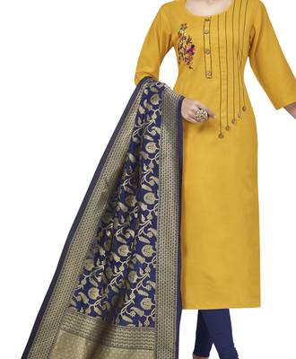 Yellow Embroidered Cotton Salwar 3