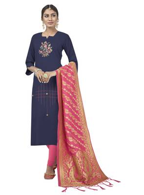 Blue Embroidered Cotton Salwar 1