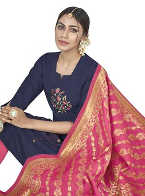 Blue Embroidered Cotton Salwar 2