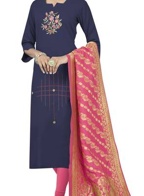 Blue Embroidered Cotton Salwar 4