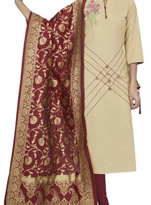 Beige Embroidered Cotton Salwar 3