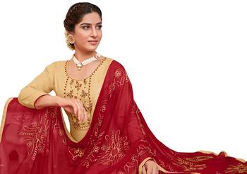 Beige Embroidered Cotton Salwar 3