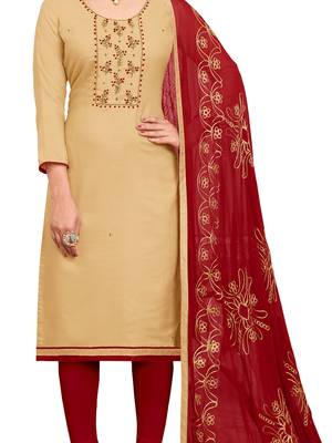 Beige Embroidered Cotton Salwar 4