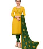 Yellow Embroidered Cotton Salwar