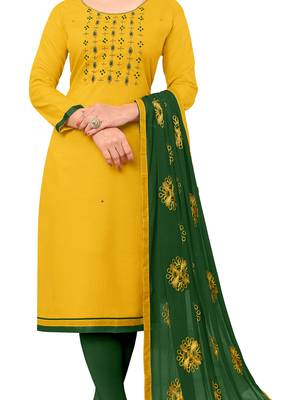 Yellow Embroidered Cotton Salwar 3