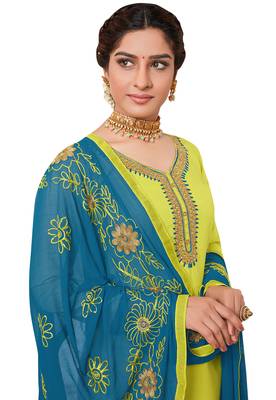 Light-Green Embroidered Cotton Salwar 2
